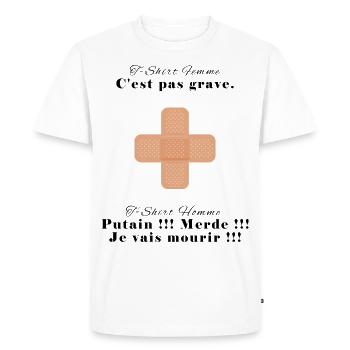 Différence homme / femme - T-shirt Premium bio Homme - blanc - Devant - Nico (187cm)