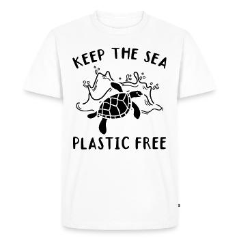 Gardez la tortue sans plastique de mer - T-shirt Premium bio Homme - blanc - Devant - Nico (187cm)