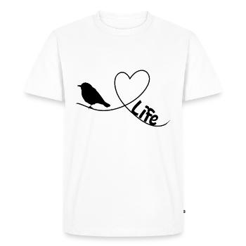 Bird Love Life - Birdwatcher Heart - Men's Premium Organic T-Shirt - white - Front - Nico (187cm)