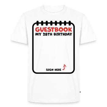 28 years birthday guestbook guest list - Men's Premium Organic T-Shirt - white - Front - Nico (187cm)