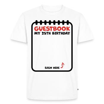 25th Birthday Guestbook Guest list - Men's Premium Organic T-Shirt - white - Front - Nico (187cm)