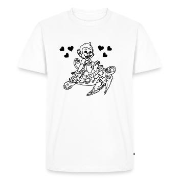 Drôle de tortue singe et tortue - T-shirt Premium bio Homme - blanc - Devant - Nico (187cm)
