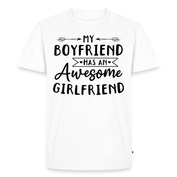 Mon petit ami a une petite amie géniale - T-shirt Premium bio Homme - blanc - Devant - Nico (187cm)