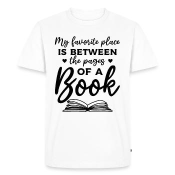 Amoureux des livres Mon endroit préféré est entre les pages - T-shirt Premium bio Homme - blanc - Devant - Nico (187cm)