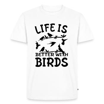 Birdwatcher - La vie est meilleure avec les oiseaux - T-shirt Premium bio Homme - blanc - Devant - Nico (187cm)