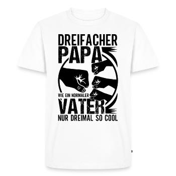 Vatertag Dreifacher Vater Papa hoch 3 Kinder - Männer Premium Bio T-Shirt - Weiß - Vorne - Nico (187cm)
