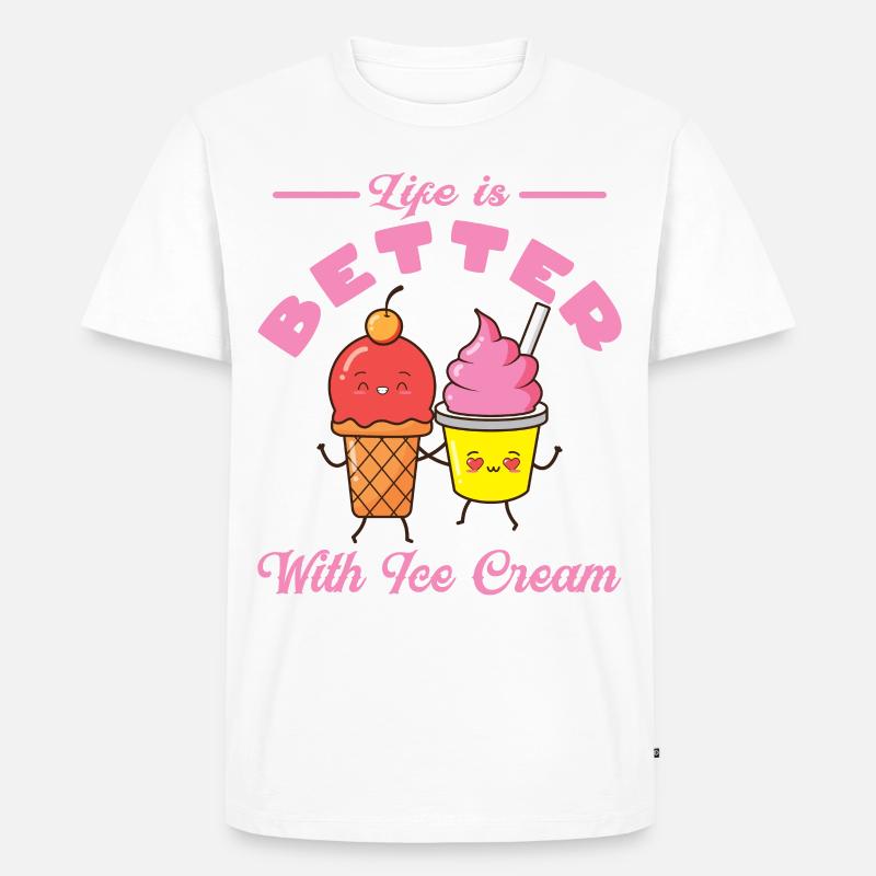 Eiscreme logo Sommer Softeis Geschenkidee - Männer Premium Bio T-Shirt - Weiß