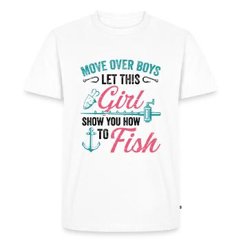 Pêche Filles Rod Fisher Poisson Pêcheur Pêche - T-shirt Premium bio Homme - blanc - Devant - Nico (187cm)