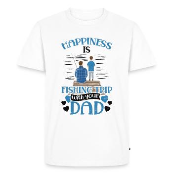 Le bonheur, c’est le voyage de pêche Fisher Fish Fisherman - T-shirt Premium bio Homme - blanc - Devant - Nico (187cm)