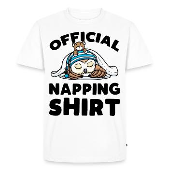 Official Napping Shirt Sleeping Owl with - Men's Premium Organic T-Shirt - white - Front - Nico (187cm)