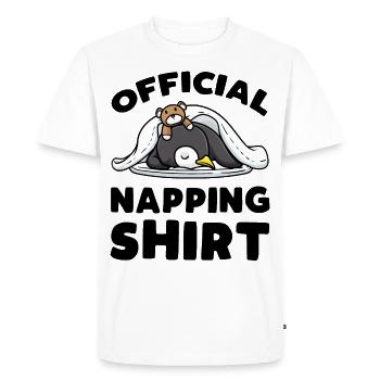 Official Nap Shirt Sleeping Penguin - Men's Premium Organic T-Shirt - white - Front - Nico (187cm)