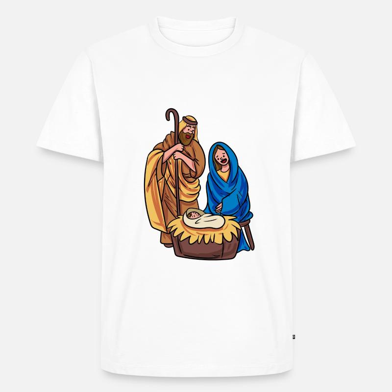Weihnachtskrippe Krippe Jesus - Männer Premium Bio T-Shirt - Weiß