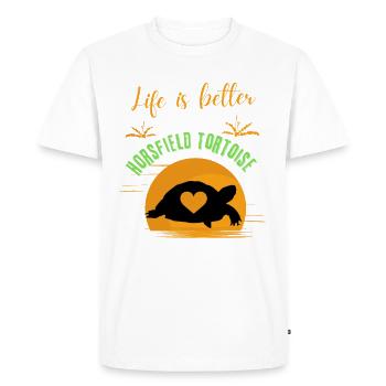 La vie est meilleure avec une tortue Horsfield - T-shirt Premium bio Homme - blanc - Devant - Nico (187cm)