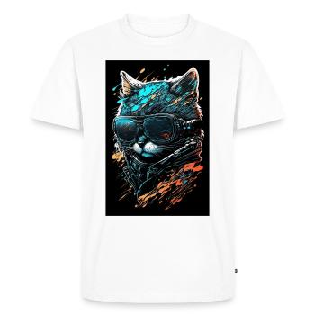 Cool Punk Cat - Men's Premium Organic T-Shirt - white - Front - Nico (187cm)