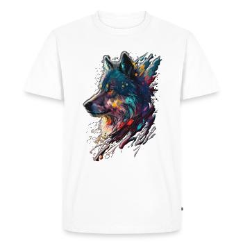 Élégance Peinte Loup Sauvage Coloré Coloré - T-shirt Premium bio Homme - blanc - Devant - Nico (187cm)