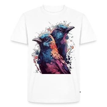 Haute Gloss Design Oiseaux Oiseaux Oiseau Couple Coloré - T-shirt Premium bio Homme - blanc - Devant - Nico (187cm)
