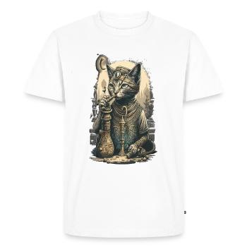 Egypt Cat Smoke with hookah Amazing Design - Men's Premium Organic T-Shirt - white - Front - Nico (187cm)