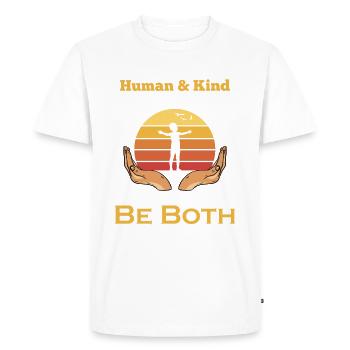 Human and Kind - Be Both - Men's Premium Organic T-Shirt - white - Front - Nico (187cm)
