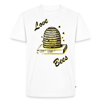 Love Bees in black yellow - Men's Premium Organic T-Shirt - white - Front - Nico (187cm)