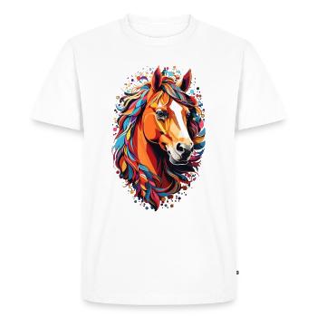 Mignon Horse Design - Silhouette de cheval colorée - T-shirt Premium bio Homme - blanc - Devant - Nico (187cm)