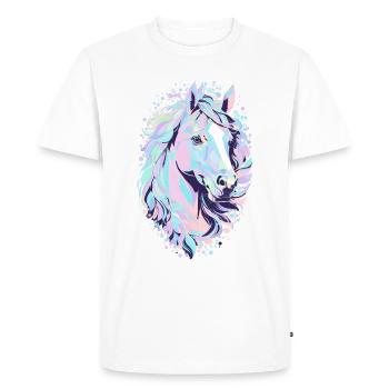 Mignon Horse Design - Silhouette de cheval colorée - T-shirt Premium bio Homme - blanc - Devant - Nico (187cm)