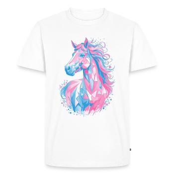 Mignon Horse Design - Silhouette de cheval colorée - T-shirt Premium bio Homme - blanc - Devant - Nico (187cm)