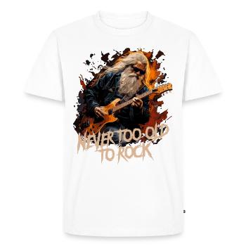 Jamais trop vieux pour rocker, retraité, grand-père, papa - T-shirt Premium bio Homme - blanc - Devant - Nico (187cm)