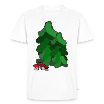 October Autumn Forest Fir Trees Toadstools Mushrooms - Men's Premium Organic T-Shirt - white - Front - Nico (187cm)