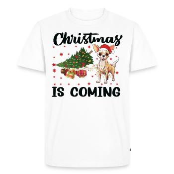 Noël arrive version chien - T-shirt Premium bio Homme - blanc - Devant - Nico (187cm)