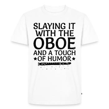 Joueur de hautbois Hautbois Basoonist Marching Band Instrumen - T-shirt Premium bio Homme - blanc - Devant - Nico (187cm)