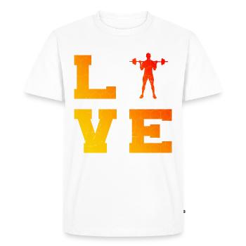 Fitness Entraînement cardio endurance femme Haltérophilie - T-shirt Premium bio Homme - blanc - Devant - Nico (187cm)