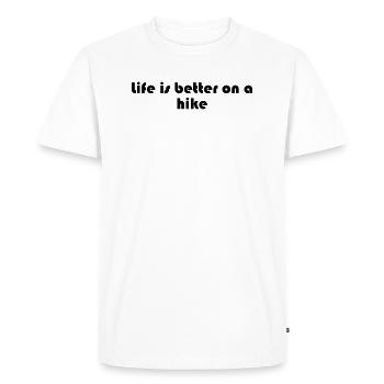 Randonnée - La vie est plus belle en randonnée - T-shirt Premium bio Homme - blanc - Devant - Nico (187cm)
