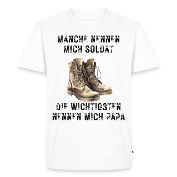 Soldier Dad - Men's Premium Organic T-Shirt - white - Front - Nico (187cm)
