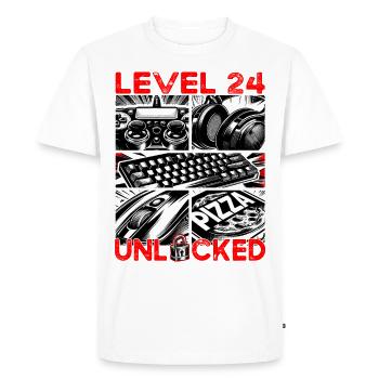 Birthday Level 24 Unlocked Gaming & Gamblers - Men's Premium Organic T-Shirt - white - Front - Nico (187cm)