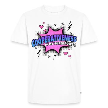 La volonté de coopérer est mon superpouvoir - T-shirt Premium bio Homme - blanc - Devant - Nico (187cm)
