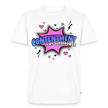 Contentment is my superpower trait - Men's Premium Organic T-Shirt - white - Front - Nico (187cm)