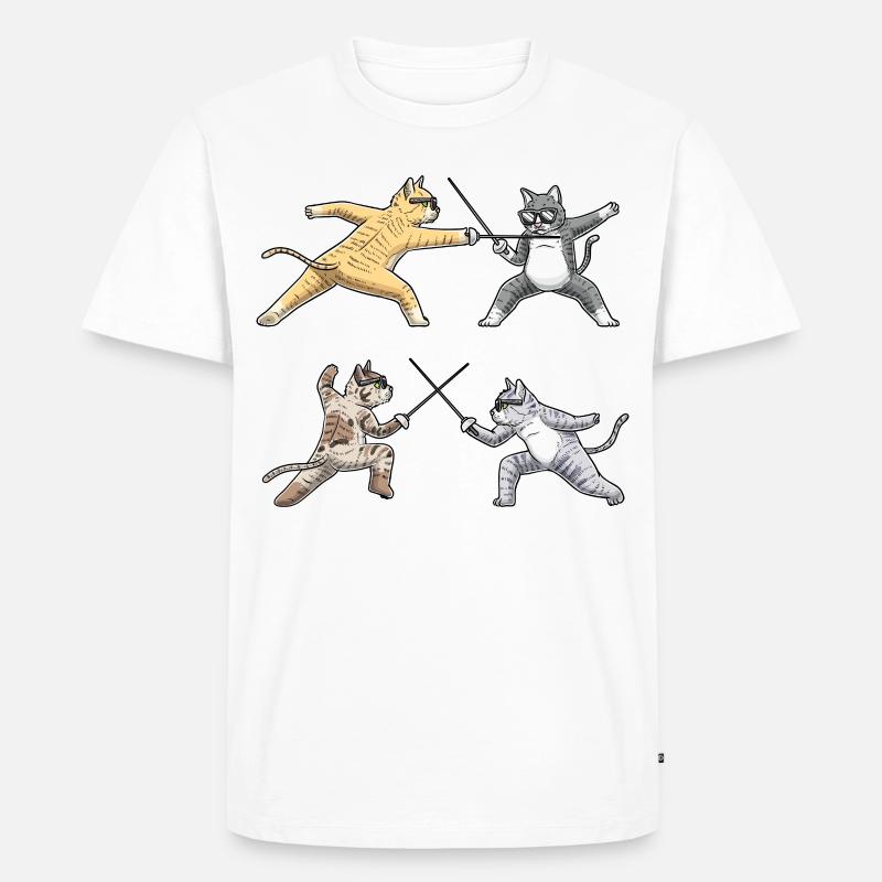 Fechten Katze Fechter degenkämpferfechter - Männer Premium Bio T-Shirt - Weiß