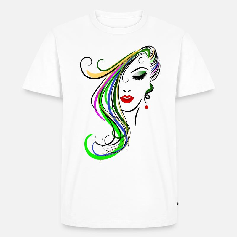 Frau mit buntem Haar - Männer Premium Bio T-Shirt - Weiß