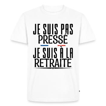 retraite.je suis pas pressé je suis à la retraite. - T-shirt Premium bio Homme - blanc - Devant - Nico (187cm)