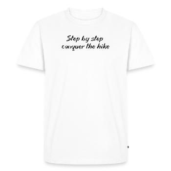 Randonnée - Pas à pas, partez à la conquête de la randonnée - T-shirt Premium bio Homme - blanc - Devant - Nico (187cm)