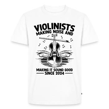 Les violonistes font du bruit et le font sonner bien - T-shirt Premium bio Homme - blanc - Devant - Nico (187cm)