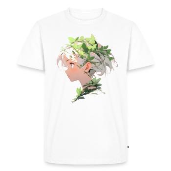 Portrait d’une jeune femme dans le style cartoon - T-shirt Premium bio Homme - blanc - Devant - Nico (187cm)
