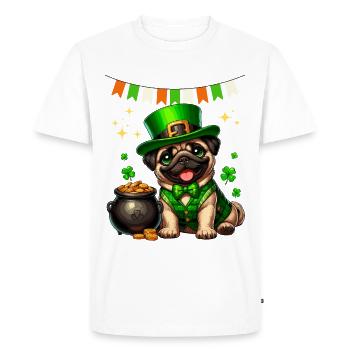 Pug St. Patrick's Day Ireland Irish Dog Cute - Men's Premium Organic T-Shirt - white - Front - Nico (187cm)