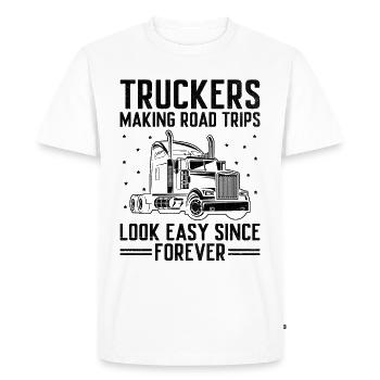 Trucker Driving Dad Trucker Father Truck Driver - Men's Premium Organic T-Shirt - white - Front - Nico (187cm)