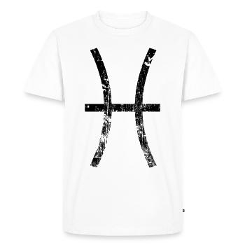 Symbole d’astrologie du zodiaque Poissons Grunge - T-shirt Premium bio Homme - blanc - Devant - Nico (187cm)
