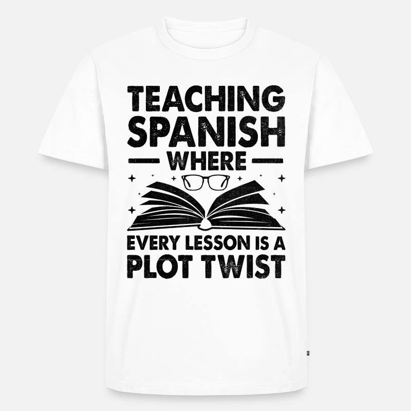 Fremdsprachenlehrer Schule Sprachlehrer - Männer Premium Bio T-Shirt - Weiß
