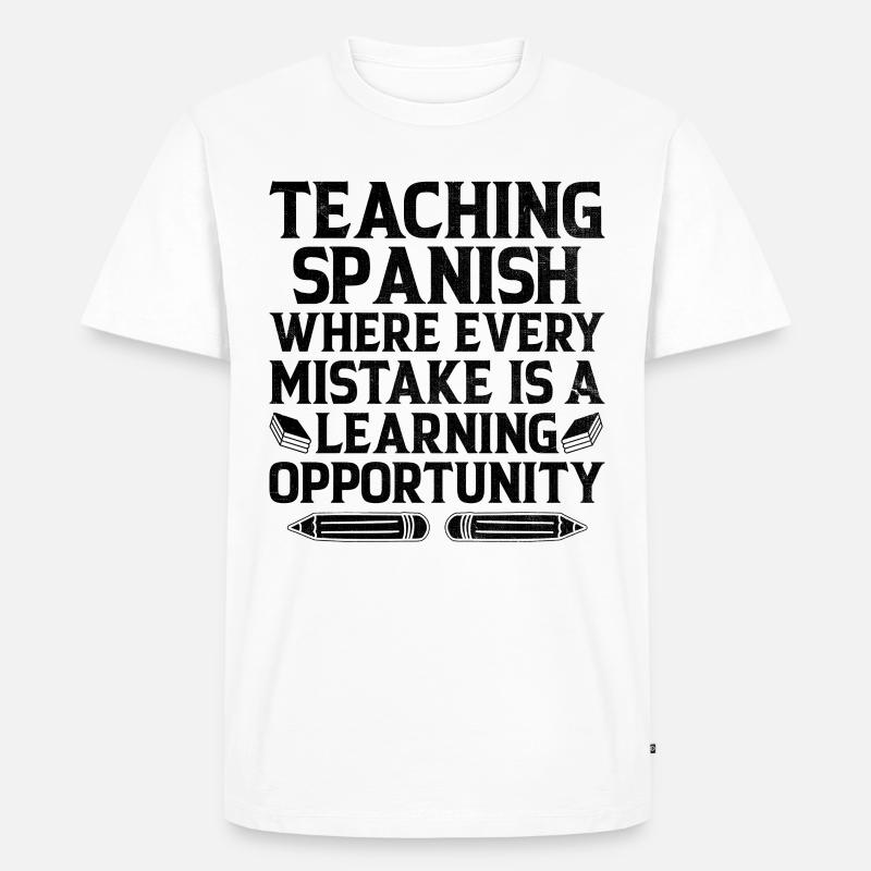 Fremdsprachenlehrer Schule Sprachlehrer - Männer Premium Bio T-Shirt - Weiß