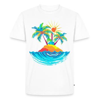 Island with palm trees in the sea - Abstract illustration - Men's Premium Organic T-Shirt - white - Front - Nico (187cm)