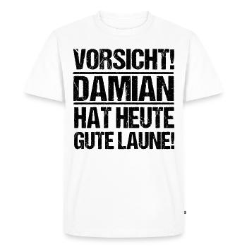 Prénom Damian - T-shirt Premium bio Homme - blanc - Devant - Nico (187cm)