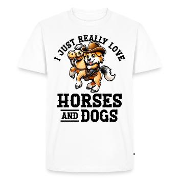 J’adore les chevaux et les chiens - T-shirt Premium bio Homme - blanc - Devant - Nico (187cm)